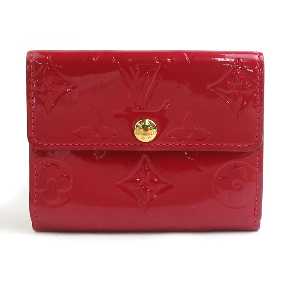 Louis Vuitton Coin Wallet Card Monogram Leather Red Gold